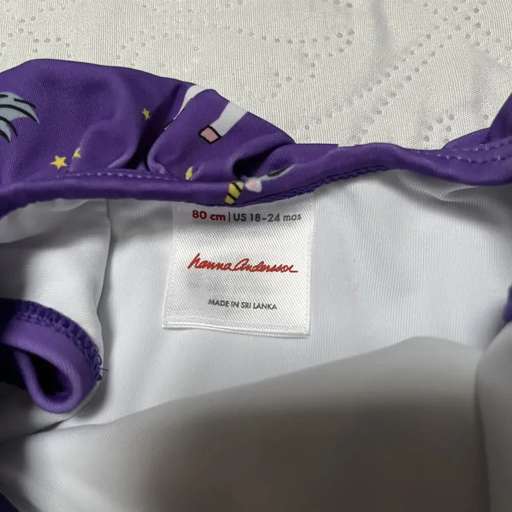 Hanna Andersson Purple Unicorn Ruffle One-Piece Swimsuit